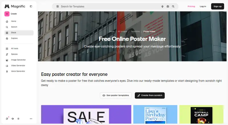 Magnific Poster Maker's own site