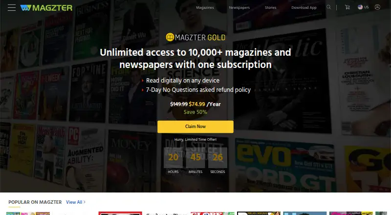 Magzter's own site