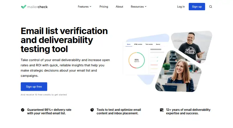 MailerCheck's own site