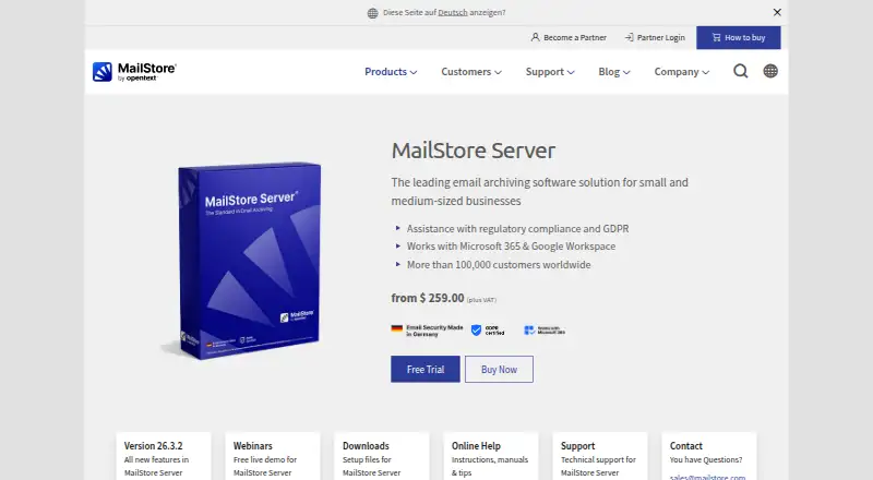 MailStore Server's own site