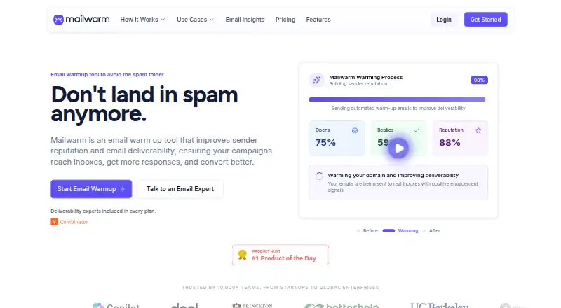 Mailwarm's own site