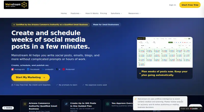 Mainstream AI's own site