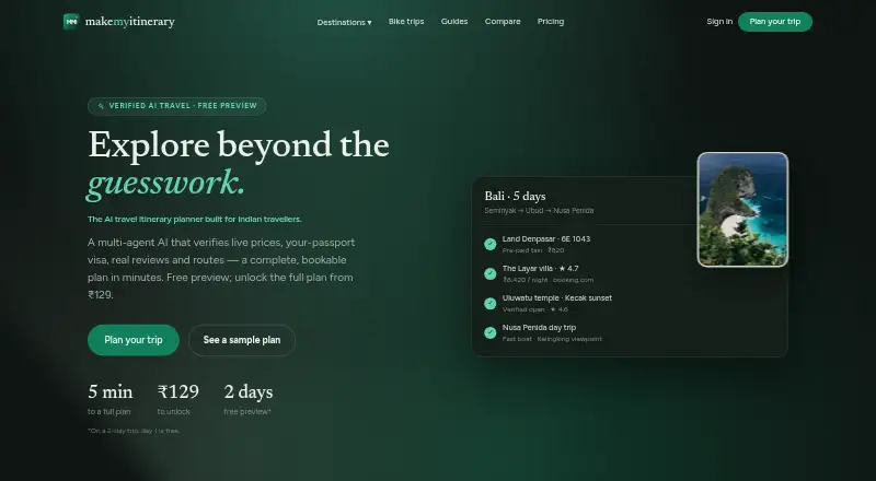 MakeMyItinerary's own site
