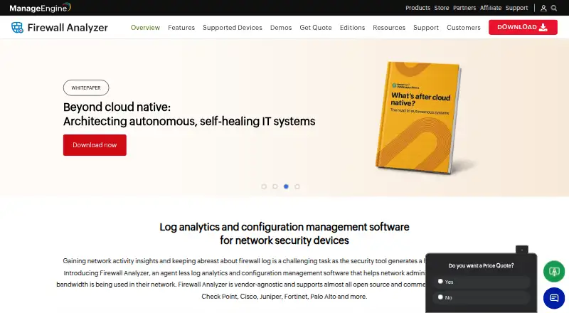 ManageEngine Firewall Analyzer's own site