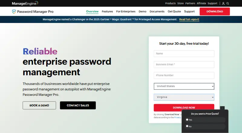 ManageEngine Password Manager Pro's own site