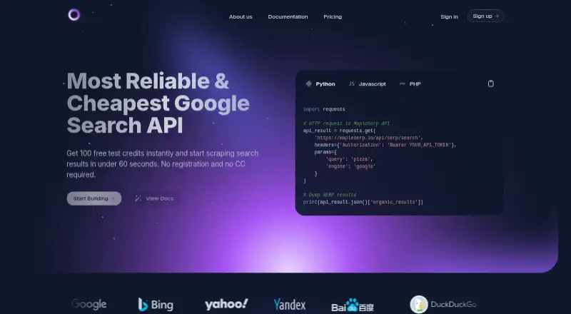 MapleSerp's own site