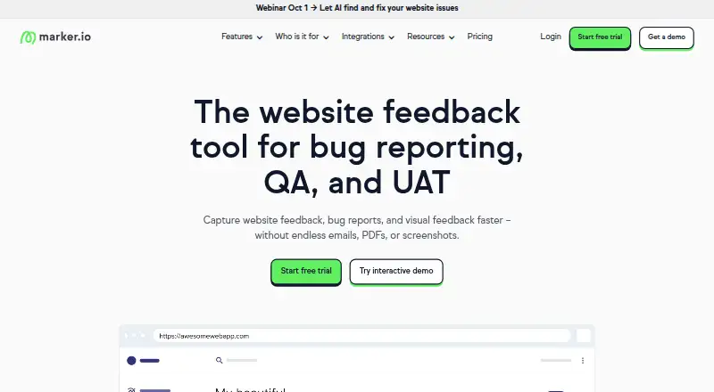 Marker.io's own site
