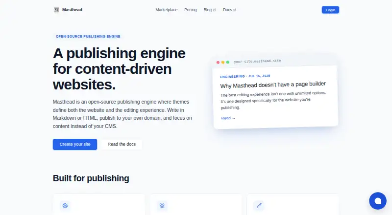 Masthead's own site