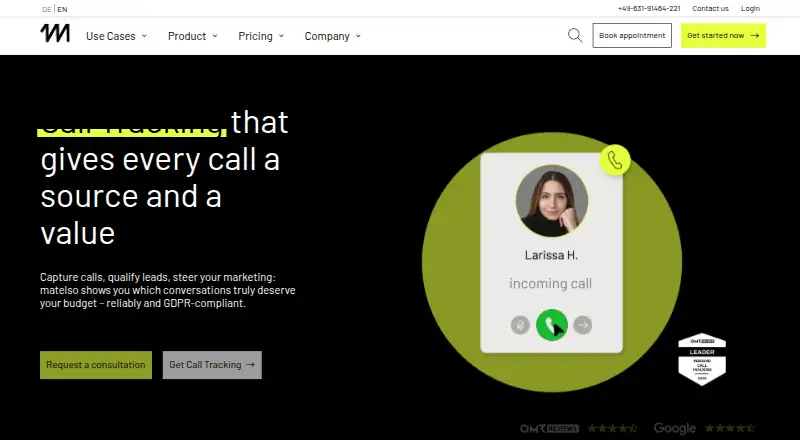 matelso Call Tracking's own site