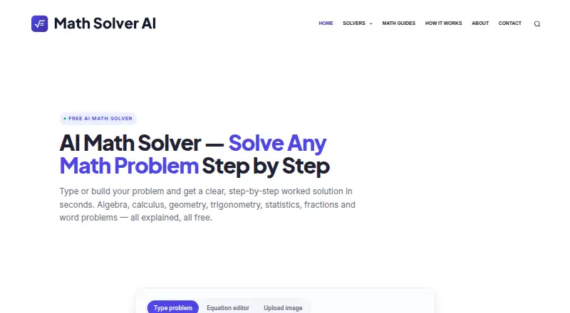 Math Solver AI's own site