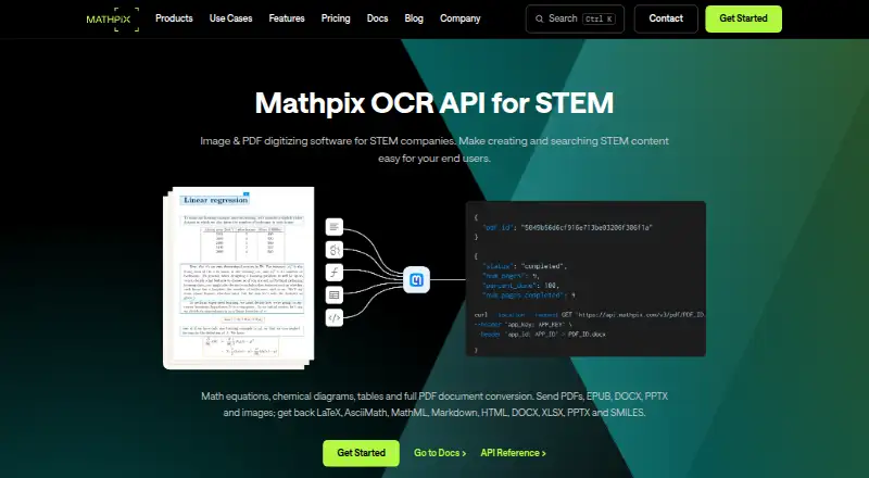 Mathpix OCR API's own site