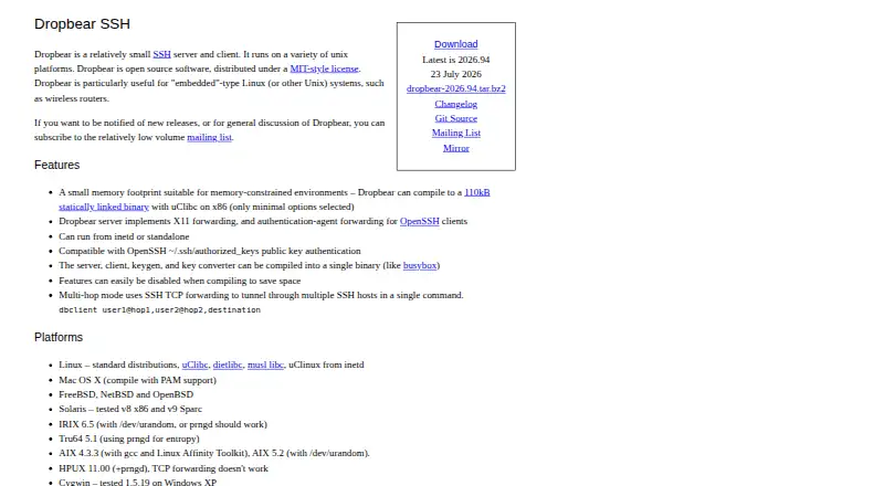 Dropbear's own site