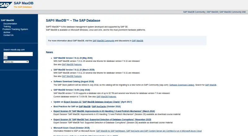 SAP MaxDB's own site