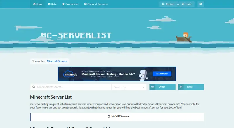 MC Server Listing's own site