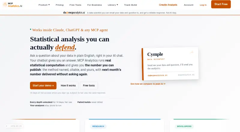 MCP Analytics's own site