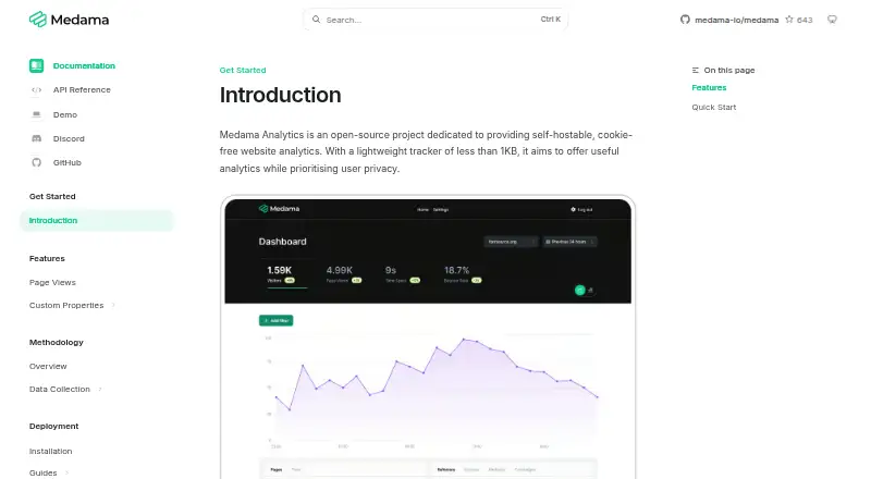 Medama Analytics's own site
