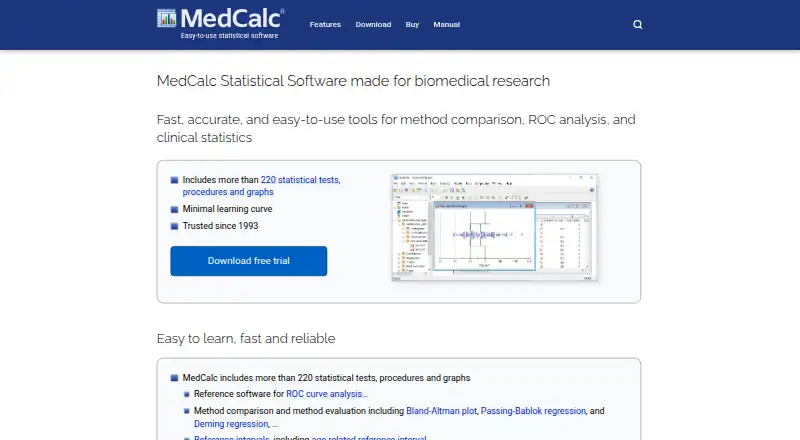 MedCalc's own site
