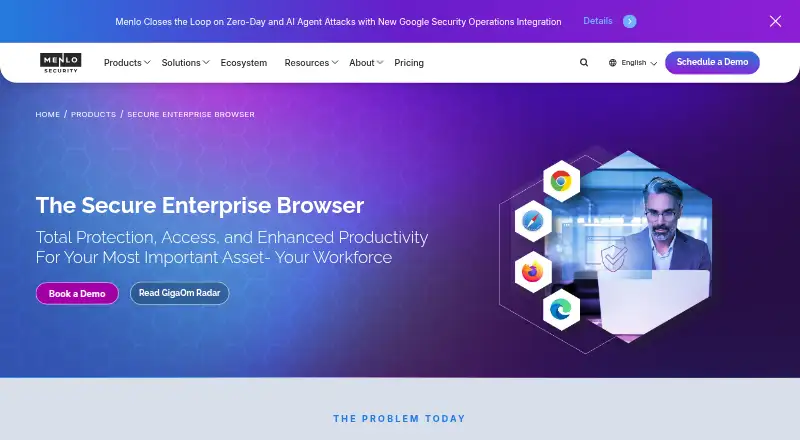 Menlo Secure Enterprise Browser's own site