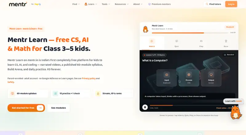 Mentr Learn's own site