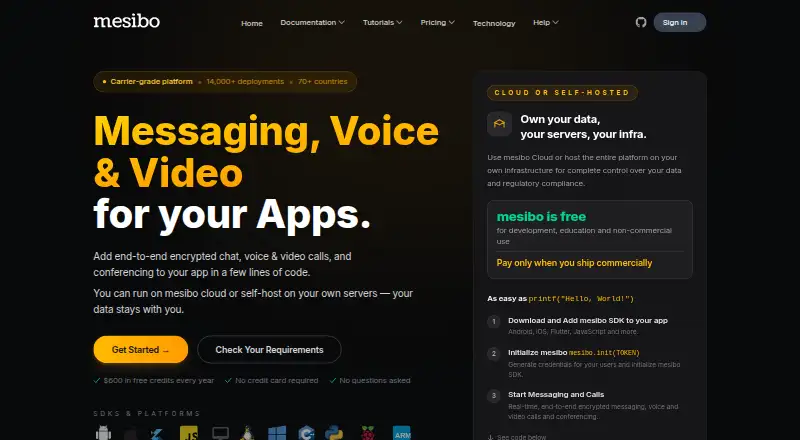 mesibo's own site