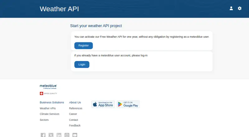 Meteoblue Weather API's own site
