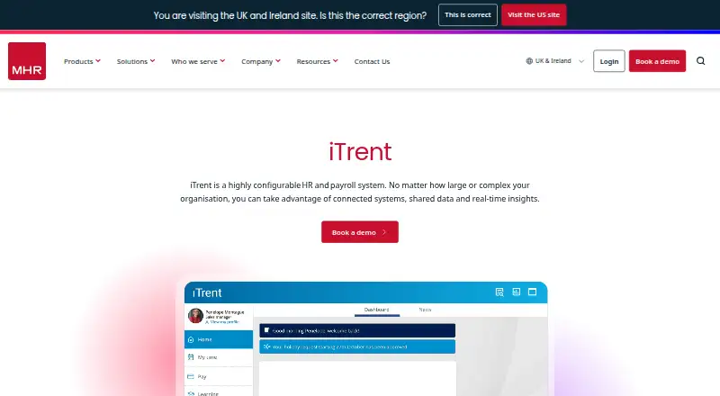 The MHR iTrent homepage