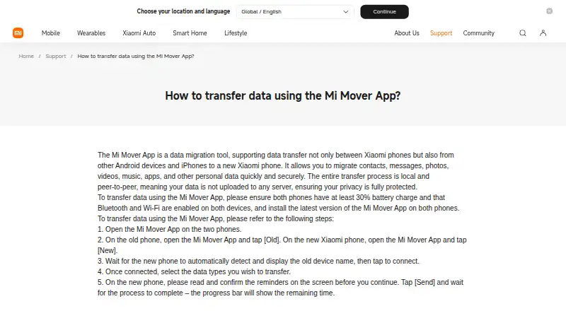Xiaomi Mi Mover's own site