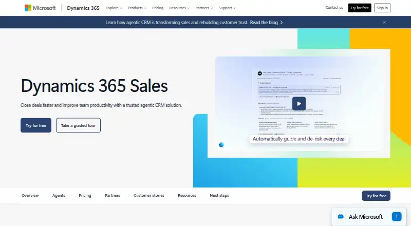 Microsoft Dynamics 365 Sales's own site