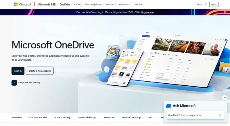 Microsoft OneDrive's own site