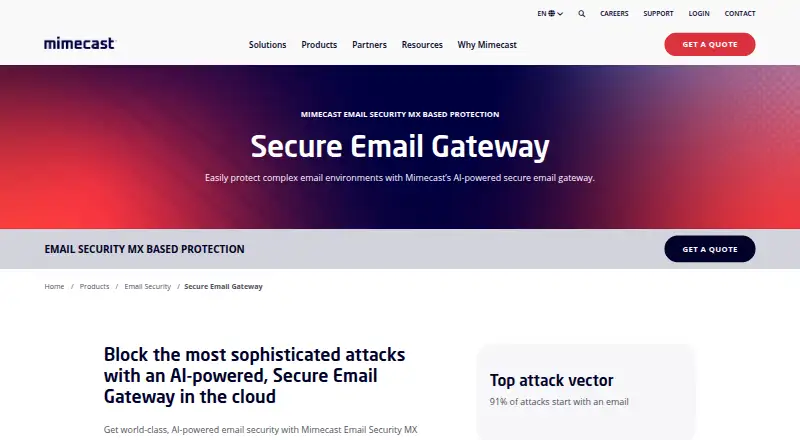 Mimecast Secure Email Gateway's own site