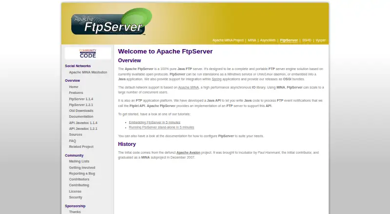 Apache FtpServer's own site