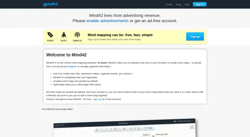 Mind42's own site