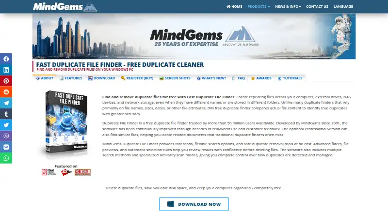 Fast Duplicate File Finder's own site