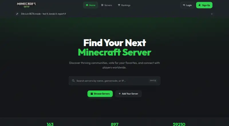 Minecraft Vote's own site