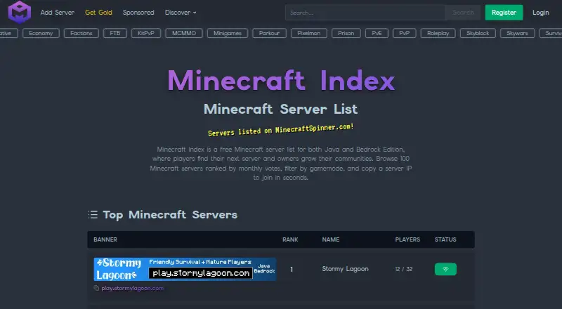 Minecraft Index's own site