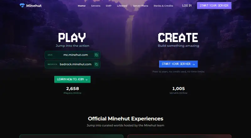 Minehut's own site