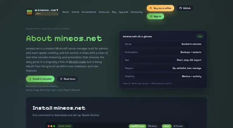 MineOS.net's own site
