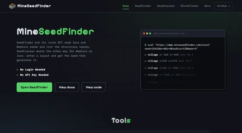 SeedFinder's own site