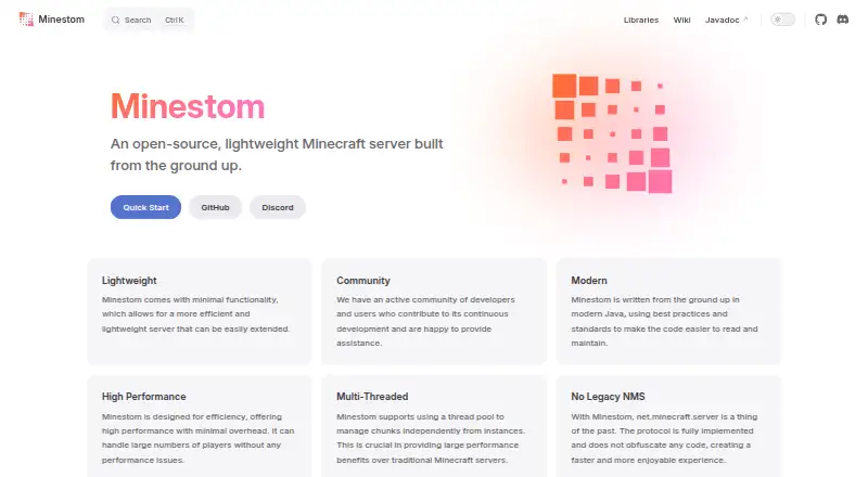 Minestom's own site