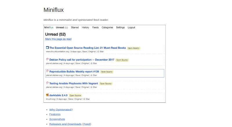 Miniflux's own site