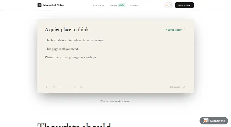 Minimalist Notes's own site