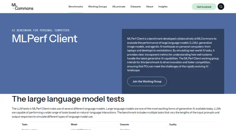 MLPerf Client's own site