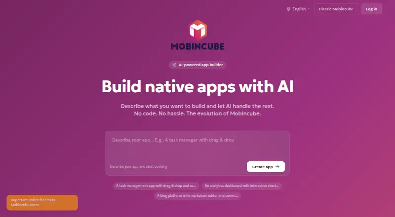 Mobincube AI's own site