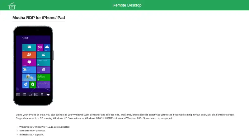 Mocha Remote Desktop's own site
