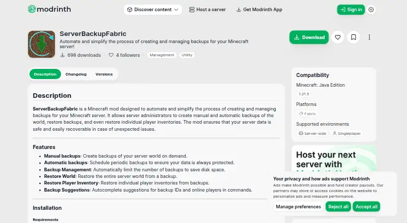 ServerBackupFabric's own site