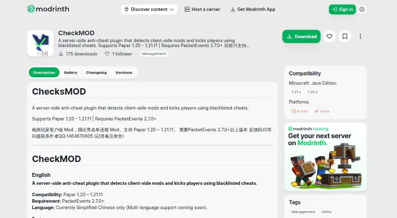 CheckMOD's own site