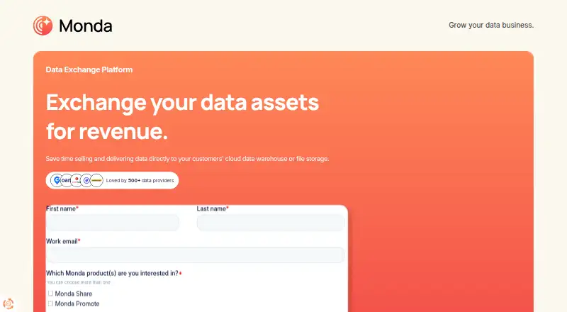 Monda Data Exchange Platform's own site