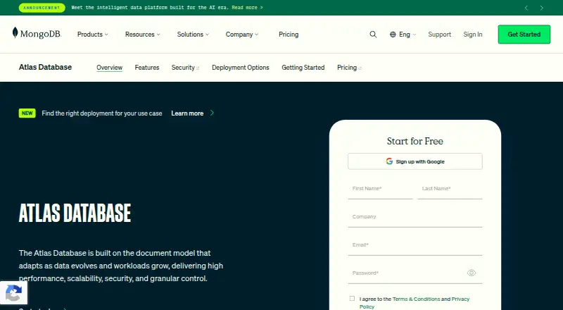MongoDB Atlas's own site