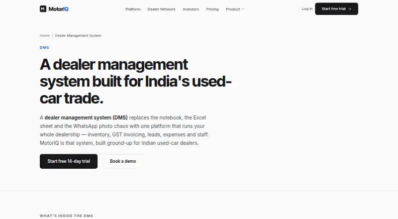 MotorIQ Dealer Management System's own site