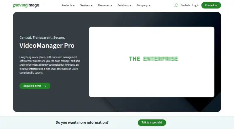 movingimage VideoManager Pro's own site